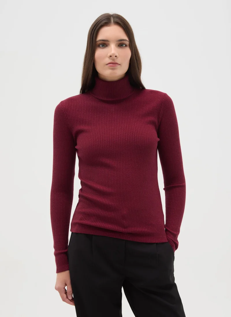 او في اس OVS Crew Neck Top With Long Striped Red Sleeves Regular Fit